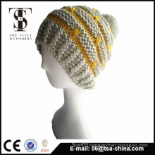 100%acrylic jacquard design winter knitted beanie hat for girl